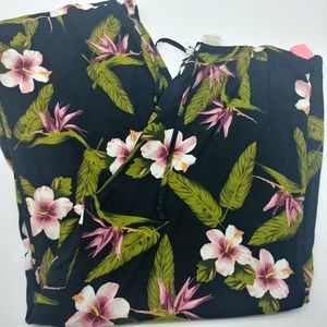 Vintage Bungalow Brand • Hawaiian Black Floral Summer Casual Pants Tropical 14